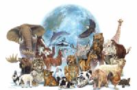Imagen de todos los animales del mundo con una imagen de la Tierra detrás