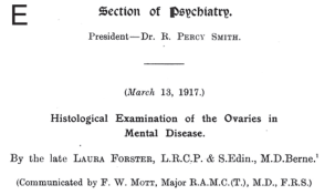 Cuarto artículo de Laura Forster: Examinación histológica de los ovarios de mujeres con enfermedades mentales