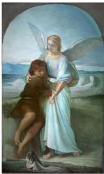 Foto del cuadro "Tobías y el ángel" pintado por Eduardo Rosales en estilo purismo nazareno